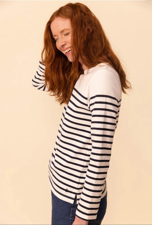 Petit Bateau Women’s Sailor Stripe Long Sleeve T-Shirt – Blue & White – Size XS