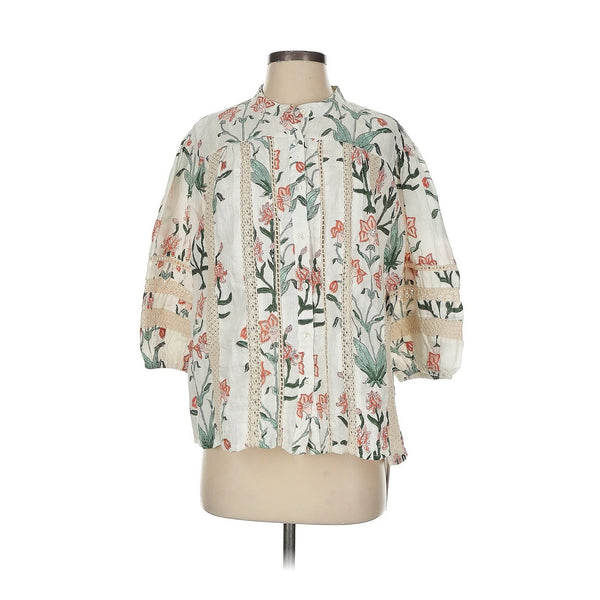 NWT Hannah Artwear Women's Floral Aubry Blouse – Cream, Medium (2)