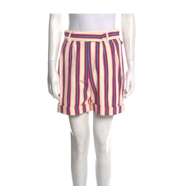 Olympia Le-Tan Women's Pink & Cream Tweed High Waist Trouser Shorts – Size 42 (US 10)