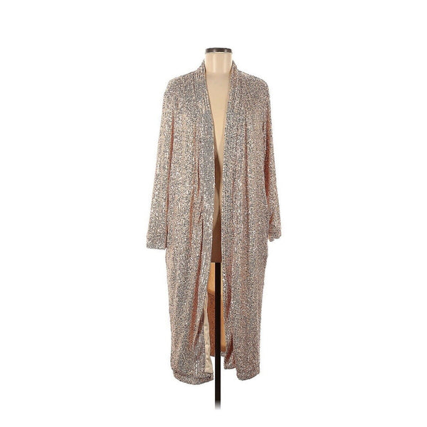 Anthropologie Women's Mare Mare Sequin Duster – Rose Gold Longline Cardigan, Medium
