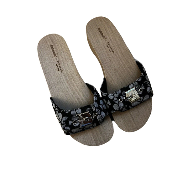 Dr. Scholl's Women's Kate Spade Slides New York Black Grey Flowers Size 7