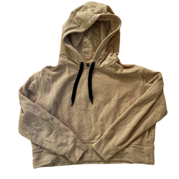 Public Rec Women's Luxe Fleece Cropped Hoodie – Tan Beige Cream, XL