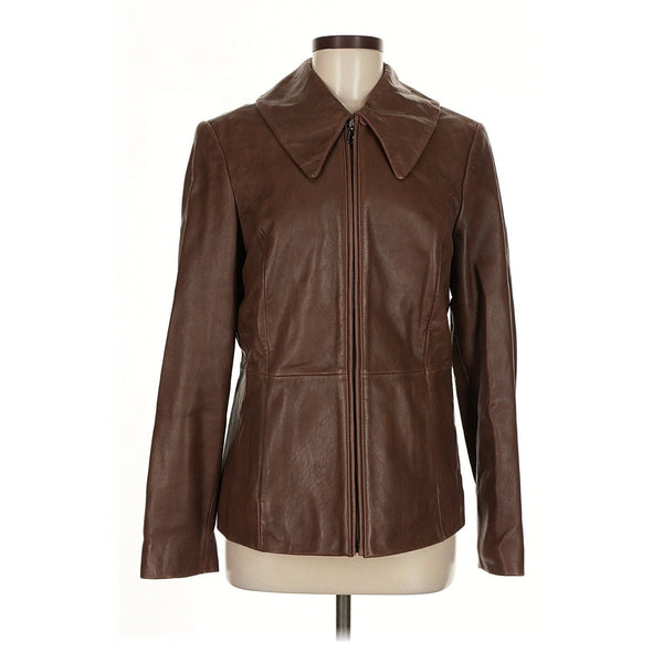 Anne Klein Women’s Western Brown Lambskin Leather Jacket Medium
