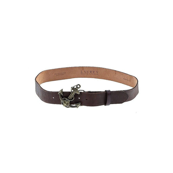 VTG Lauren Ralph Lauren Women's Brown Leather Anchor Nautical Belt, Size M