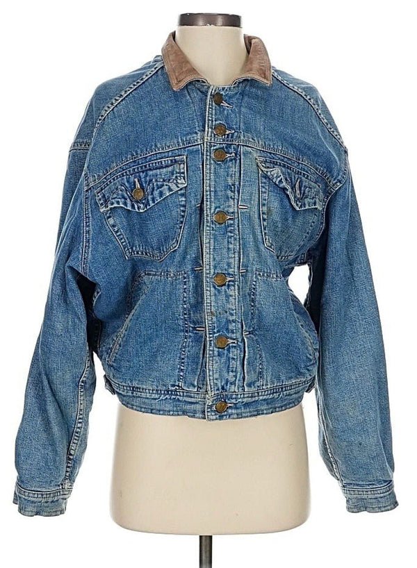 True VTG Banana Republic Women's Denim Chore Jacket – Wool Insulated Utility Style, Medium (Y2K)