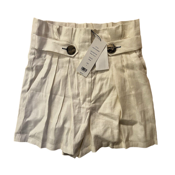 NWT Veronica Beard Women's Gwen High Rise Paperbag Shorts – Ivory White, Size 4