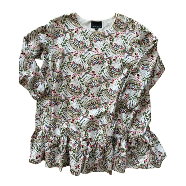 Cynthia Rowley Women's  White Floral Ruffle Hem Silk Swing Dress | Size 4