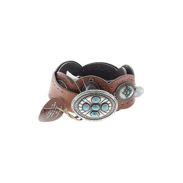 NWT Chico’s Western Wow Slouch Belt – Concho Tortoise Medallion – Brown – Size Medium (Flaw)