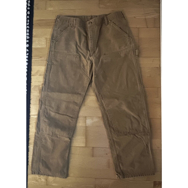 VTG Carhartt Men's 38x32 Tan Khaki Canvas Double Knee Carpenter Pants