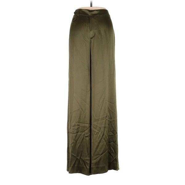 Ralph Lauren Black Label Women's High Waist Wide Leg Silk Pants - Olive Green, Size 6