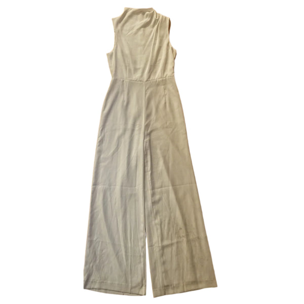 Alexia Admor Women's White Draped Neck Sleeveless Bridal Jumpsuit Size 8