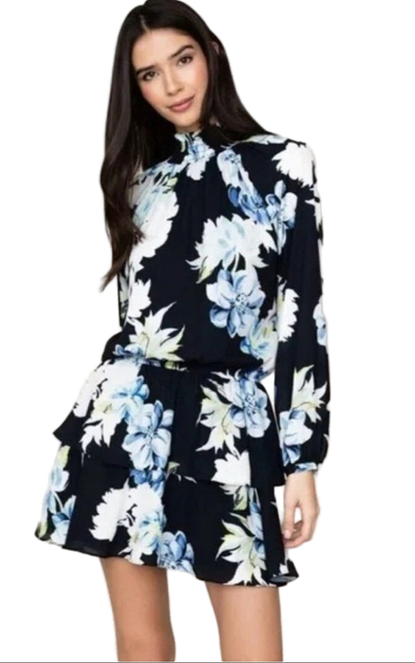 Anthropologie Women’s Yumi Kim Black & Blue Floral Wanderlust Class Act Dress Size Medium