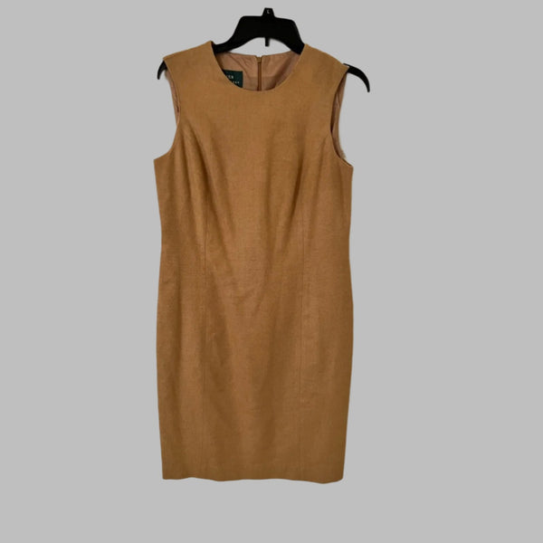 VTG Lauren Ralph Lauren Women's Camel Hair Dress - Tan Cognac Sleeveless Size 8