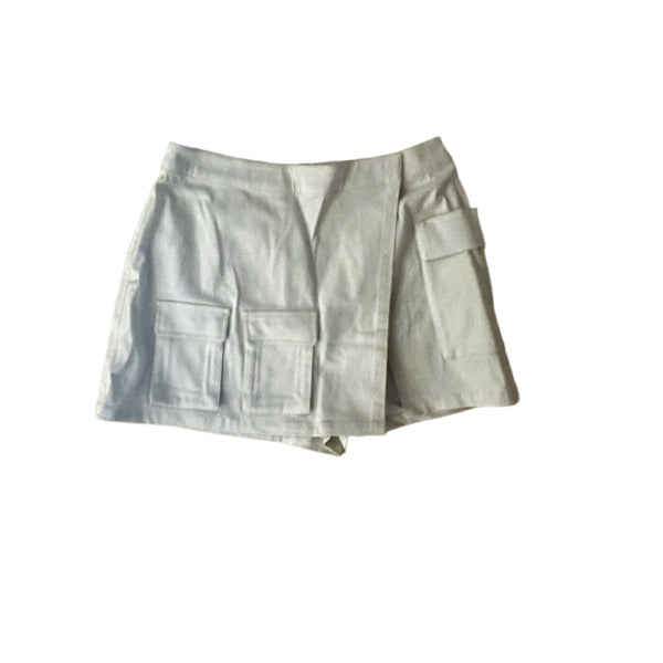 NWOT L'Academie Ashlia Stretch Cotton Mini Skort in Khaki Beige Cream Small