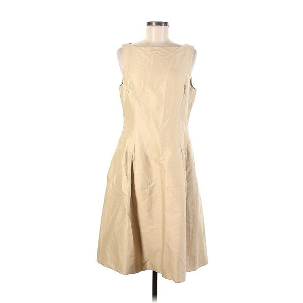 Ralph Lauren Black Label Cream Sleeveless Cotton Silk Dress 12