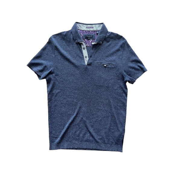 TED BAKER LONDON Men's Polo Shirt Gray Purple Designer 4 US L