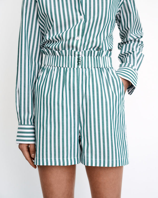 SESSEI Le Short by Lydia Tomlinson green Teal & White Stripe high waist small