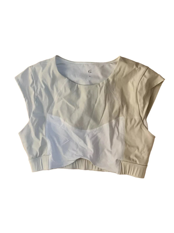 Goop G. Cropped Jersey Workout Top White Beige Medium