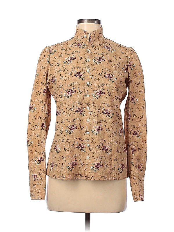 VTG Ralph Lauren Women's Floral Equestrian Cottagecore Western Button-Down - Beige Tan, Size 6