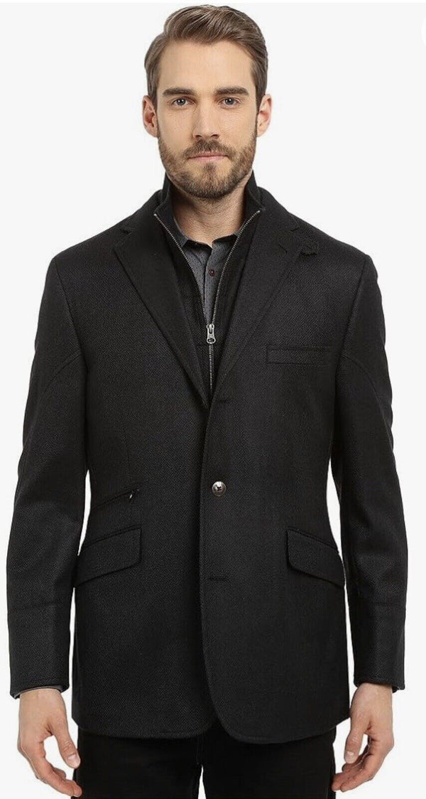 Men's Kroon Black Sports Jacket w/detachable Zip Closure Dickey Size 44