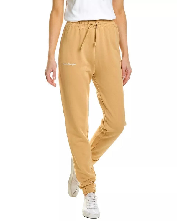 Favorite Daughter Women's Sara Joggers Sweatpants Logo, Cotton, Relaxed Fit, - Yellow, Size M