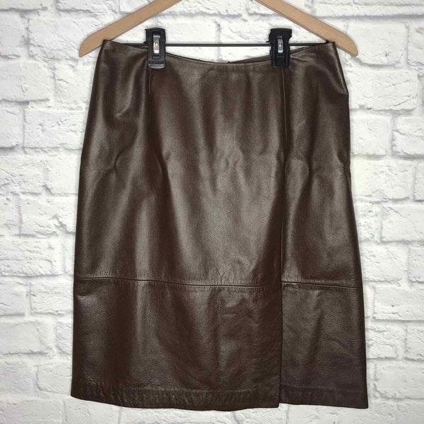 Mixit 90s Y2K Brown Leather Skirt Lined Size 10 vintage buttery soft