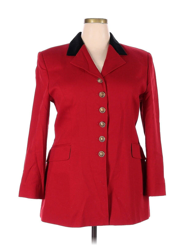 Ralph Lauren Jacket Red Black Velvet Wool Riding Equestrian Gold Crest Buttons