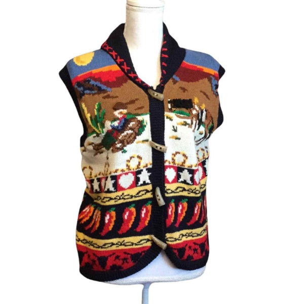 YTG 90s The Eagles Eye sweater Western equestrian southeastern Aztec vest m