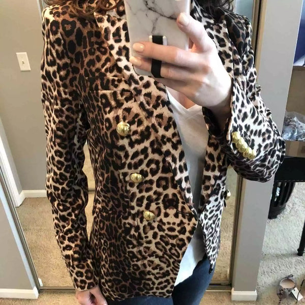 Veronica Beard Miller double breasted leopard print blazer gold Buttons 2