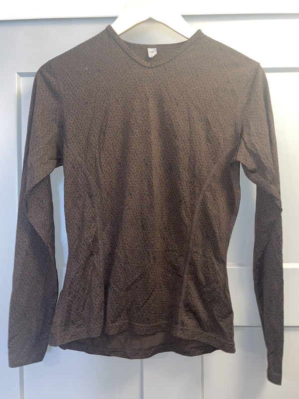 Smartwool 100 Merino Wool Women’s Black And Brown V-neck Long Sleeve Medium