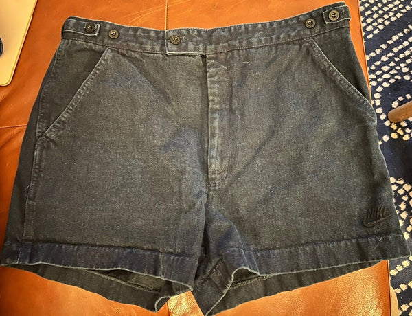 VTG Nike Challenge Court Dark Denim Blue Jean Shorts 36 Designed To Fade Tennis