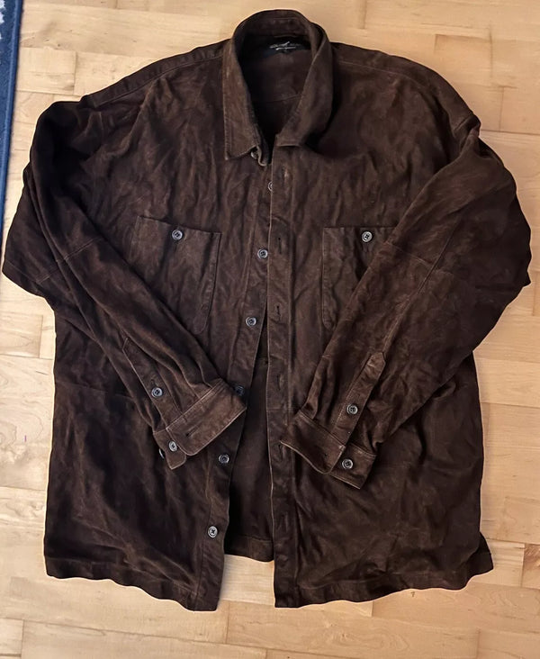 Golden Bear Dark Brown Leather Button Down Shirt Western San Francisco XL