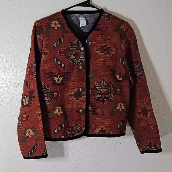 VTG Stonebridge Western equestrian rodeo Aztec tapestry Blazer red printed 6