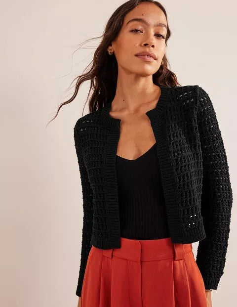 Bonpoint Paris Black Crochet Cardigan Classic Small