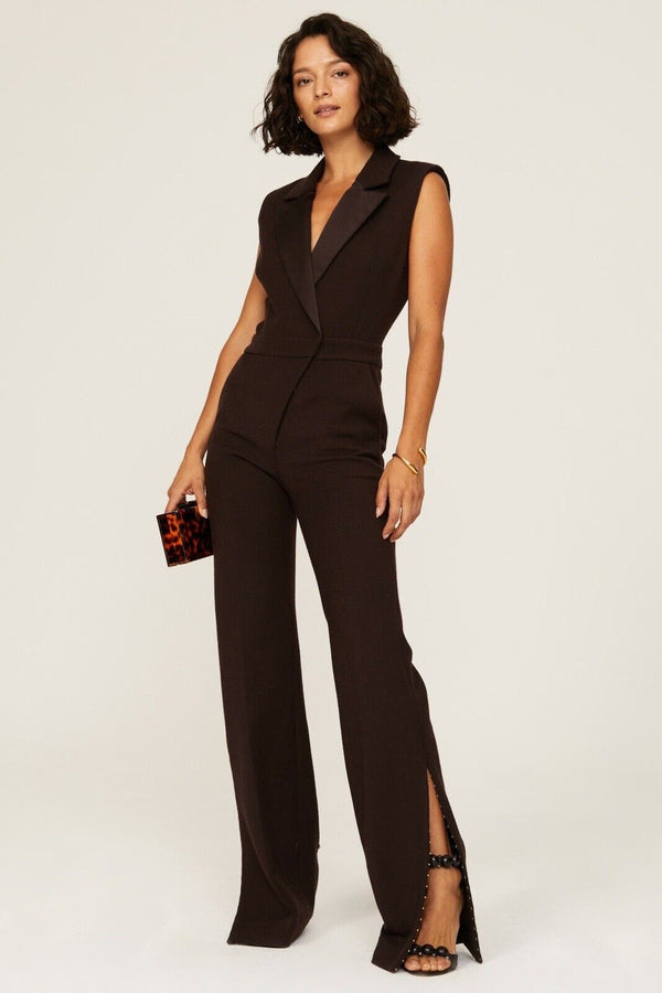 JONATHAN SIMKHAI Women's REYNA TAILORED Tuxedo Jumpsuit Sleeveless Black 12JONATHAN SIMKHAI REYNA TAILORED Tuxedo Jumpsuit - Sleeveless, Black, Size 12