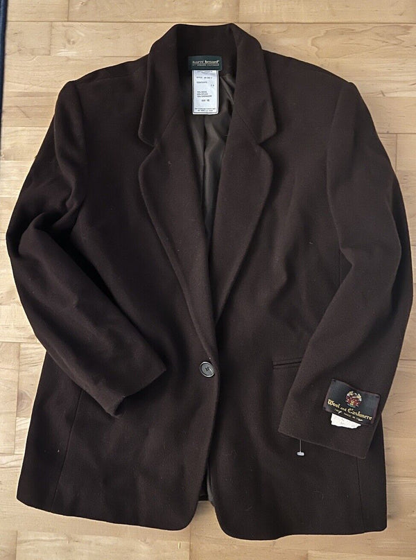 VTG Harve Benard Wool Cashmere Soft Brown One Button Coat Blazer 16