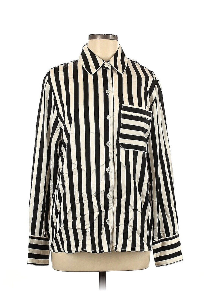 La Ligne x Target Women's Striped Button Front Blouse - Black/White, Size Medium