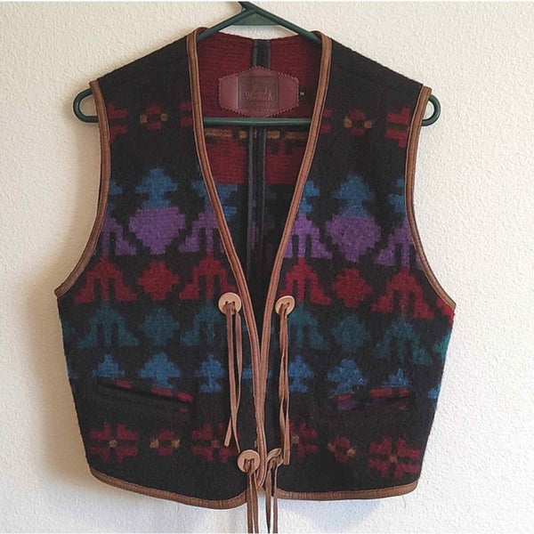 Vtg Woolrich western vest southwestern Aztec Navajo cowboy medium