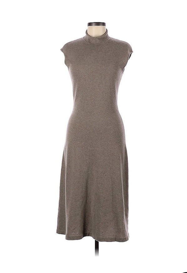 Ralph Lauren Black Label 100% Cashmere Sleeveless Mock-Neck Sweater Dress Tan M