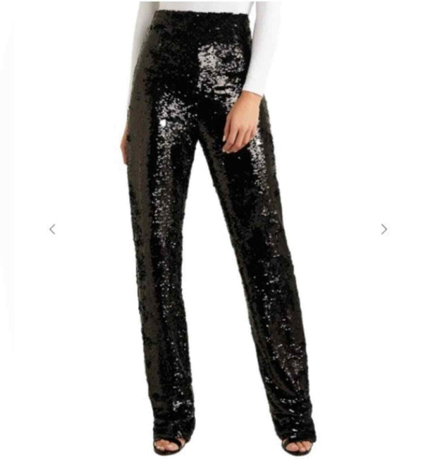 16Arlington Women's Sequined Straight Leg High Waist Pants - Black, UK 14 / US 30/31”