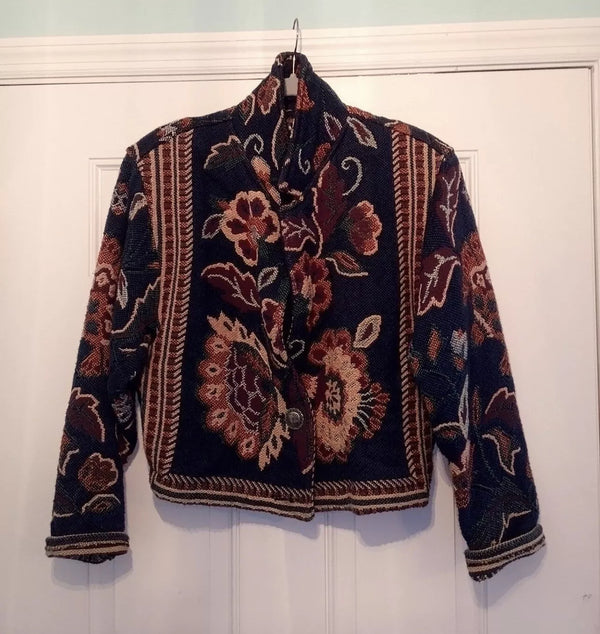 Painted Pony Floral Flower rodeo equestrian western Preppy tapestry jacket