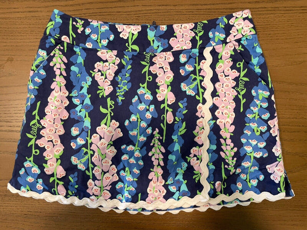 Lilly Pulitzer Jarvey Skort Foxglove Blue Floral Size 2 RARE Pink Blue