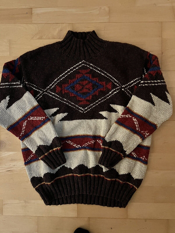 Vtg Ralph Lauren Native American Aztec Blanket Southwestern SWEATER S Petite