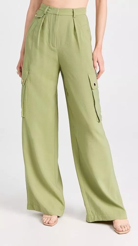 Ramy Brook Women's Emil Wide Leg Cargo High Waist Pants - Green, Size 16