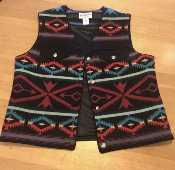 PENDLETON Men's Southwestern Native Pattern Vest Wool Cotton Blend Men ’s XS Japan