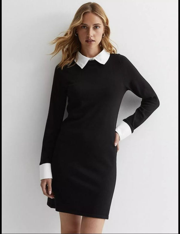 NWT Bonpoint Paris Velvet Jackie Dress Black Velvet Removable Collar Cuffs 36 S