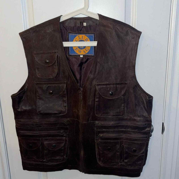 VTG Club New Age Men’s Brown Leather Utility western equestrian vest Large