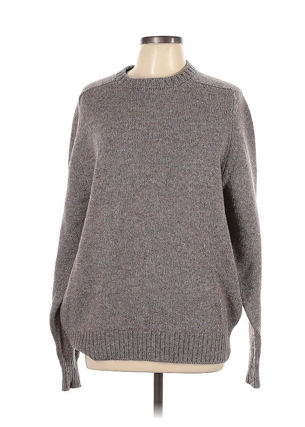 Alan Paine 44 Gray Shetland Wool Crewneck Full-fashioned Shoulders Sweater