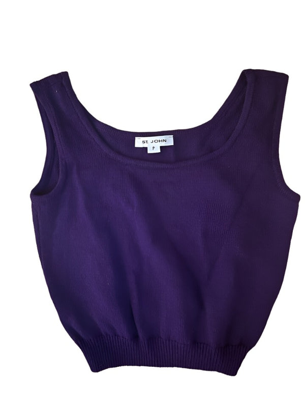 St. John Santana Knit Tank Shell Top Grape Purple XS