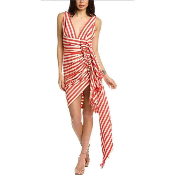 Just Bee Queen red white striped tulum maxi dress       ***